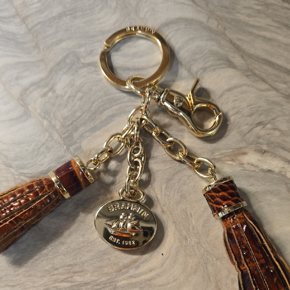 Brahmin Gold and Brown Key & Card Holder with Leather Tassels - Picture 3 of 3